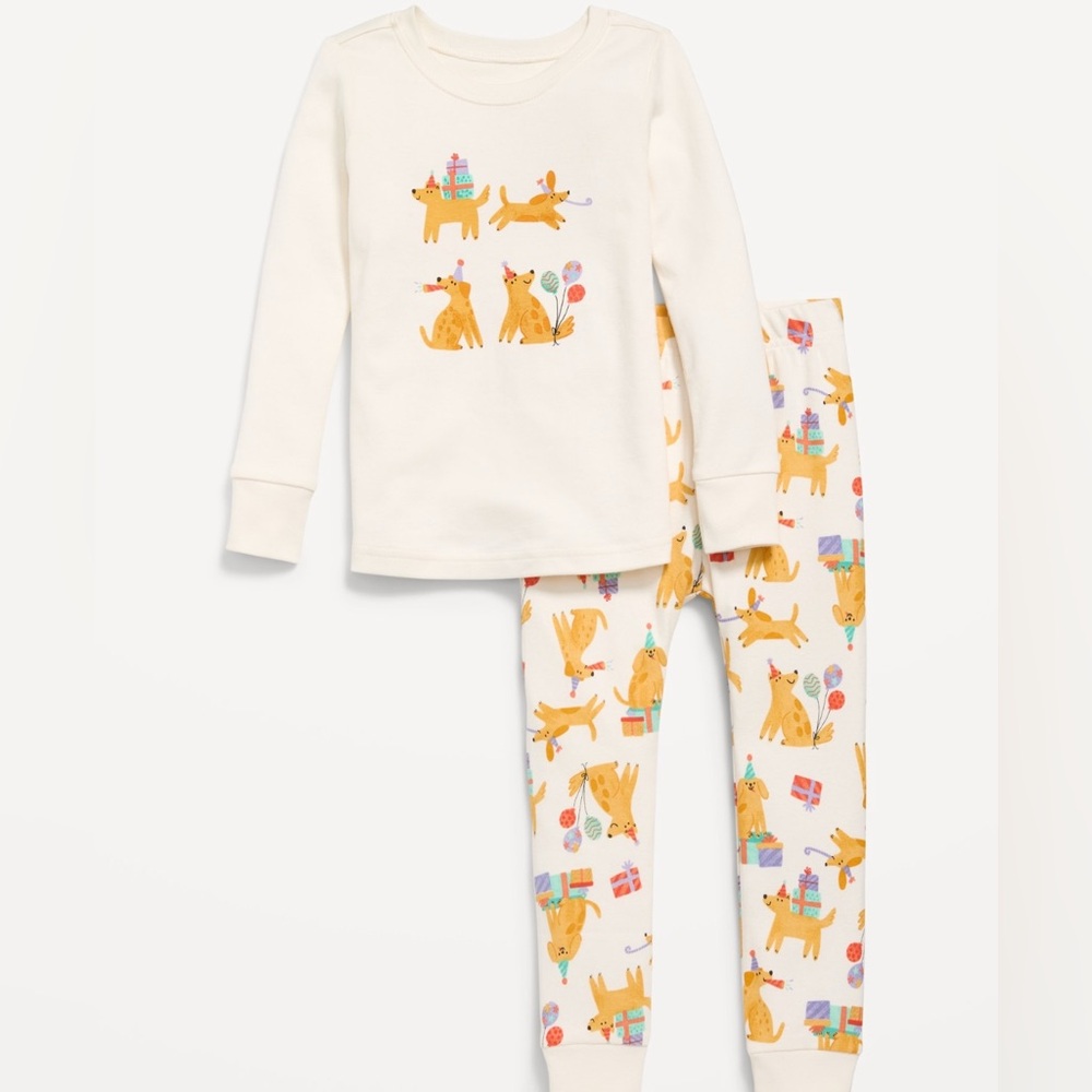 Old Navy Birthday Party Dogs 2 Piece Snug Fit Toddler Pajamas Worn 1x 18-24 Mon.